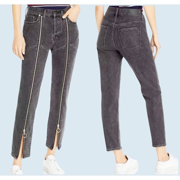 PISTOLA Nico High Rise Zipper Straight Leg Charcoal Grey Jeans Sz 24 - Picture 1 of 8
